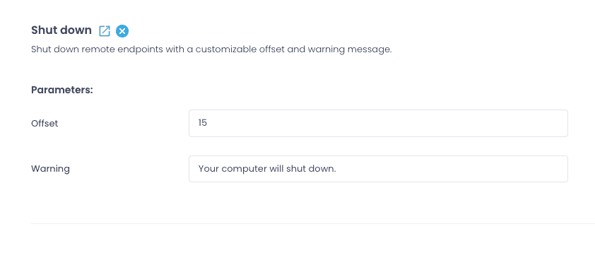 Setting parameters when creating a Run Script policy