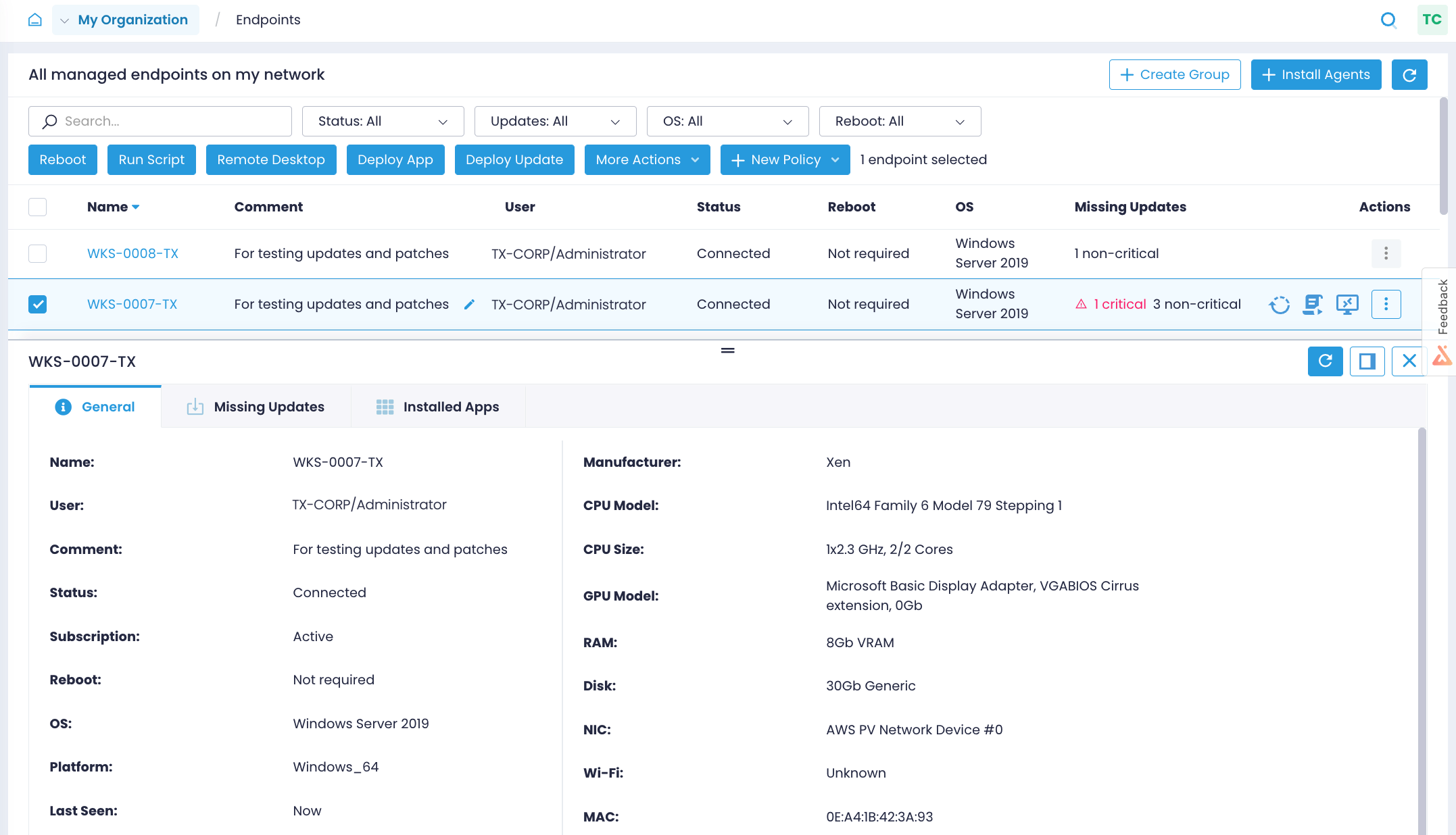 Detailed information about your endpoints