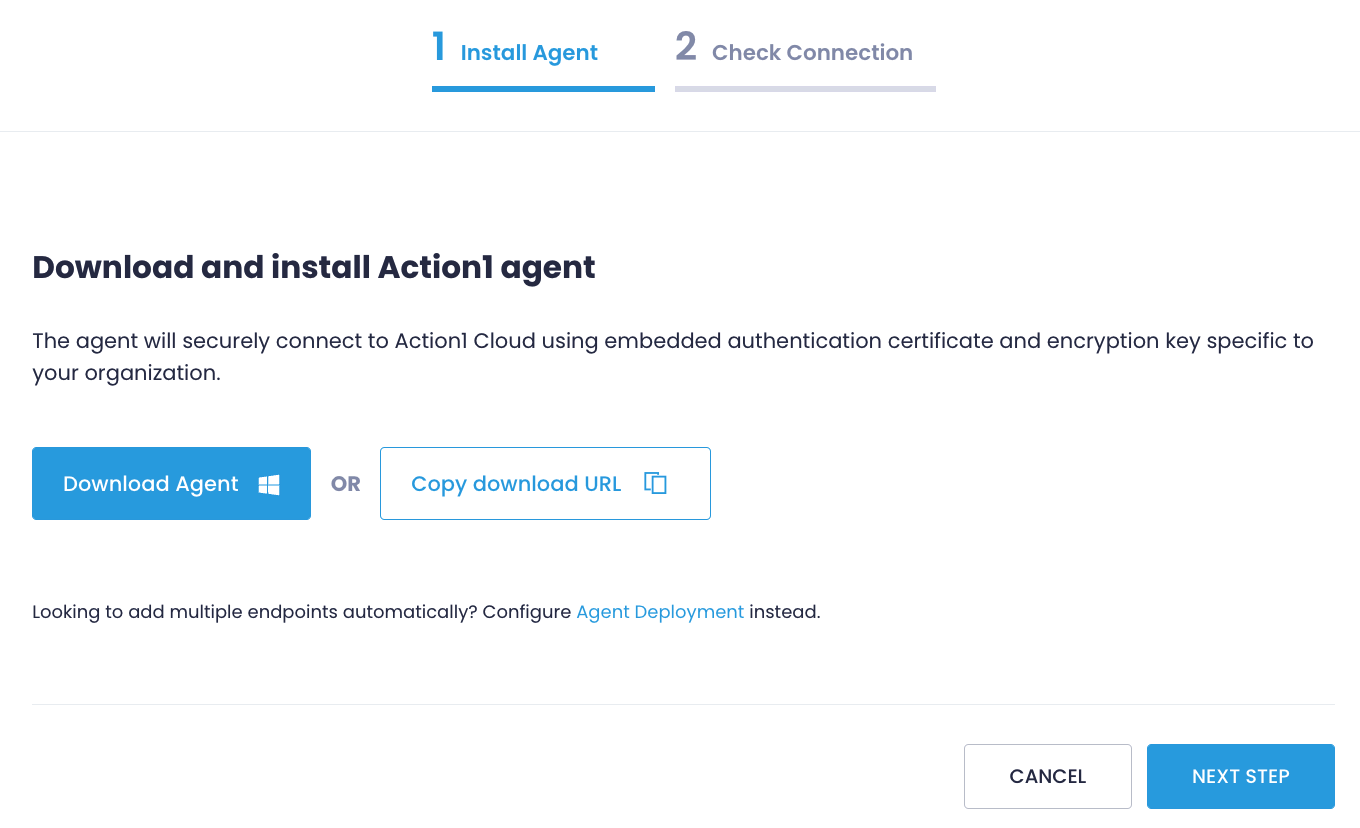 Installing Action1 agent