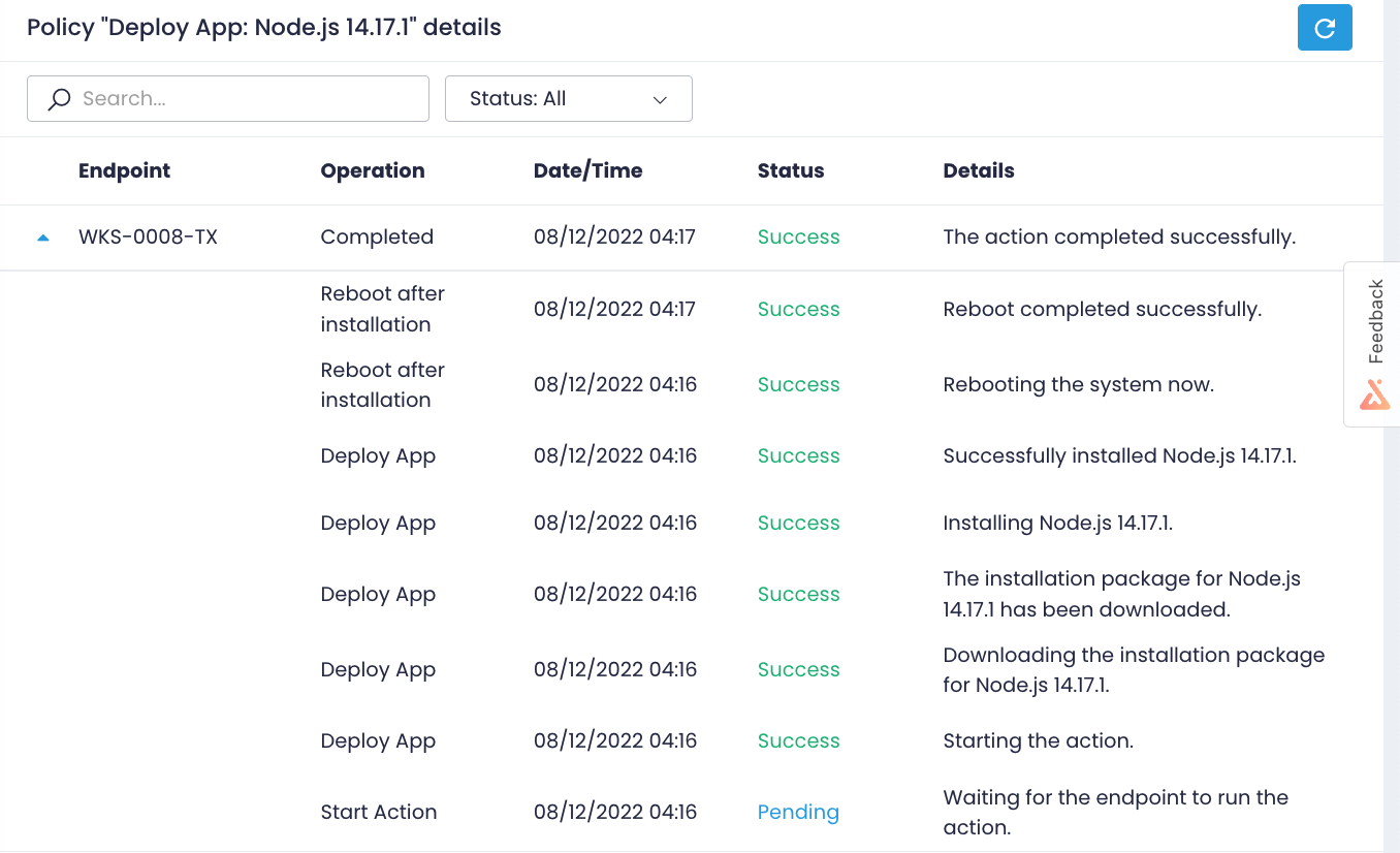 Review the app installation results