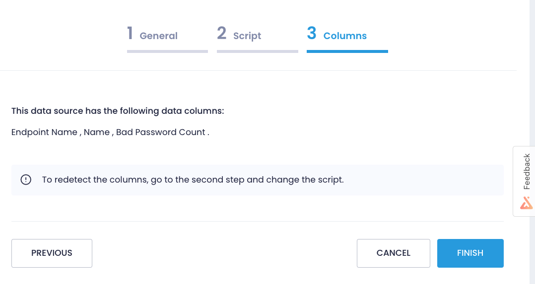 Configuring a data source - step 3