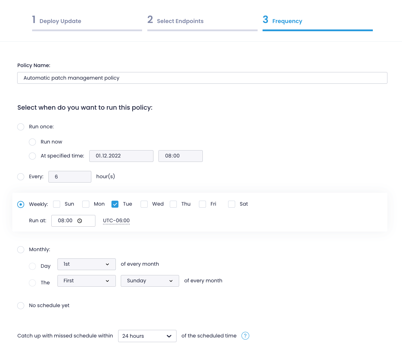 Create a patch management policy - step 3
