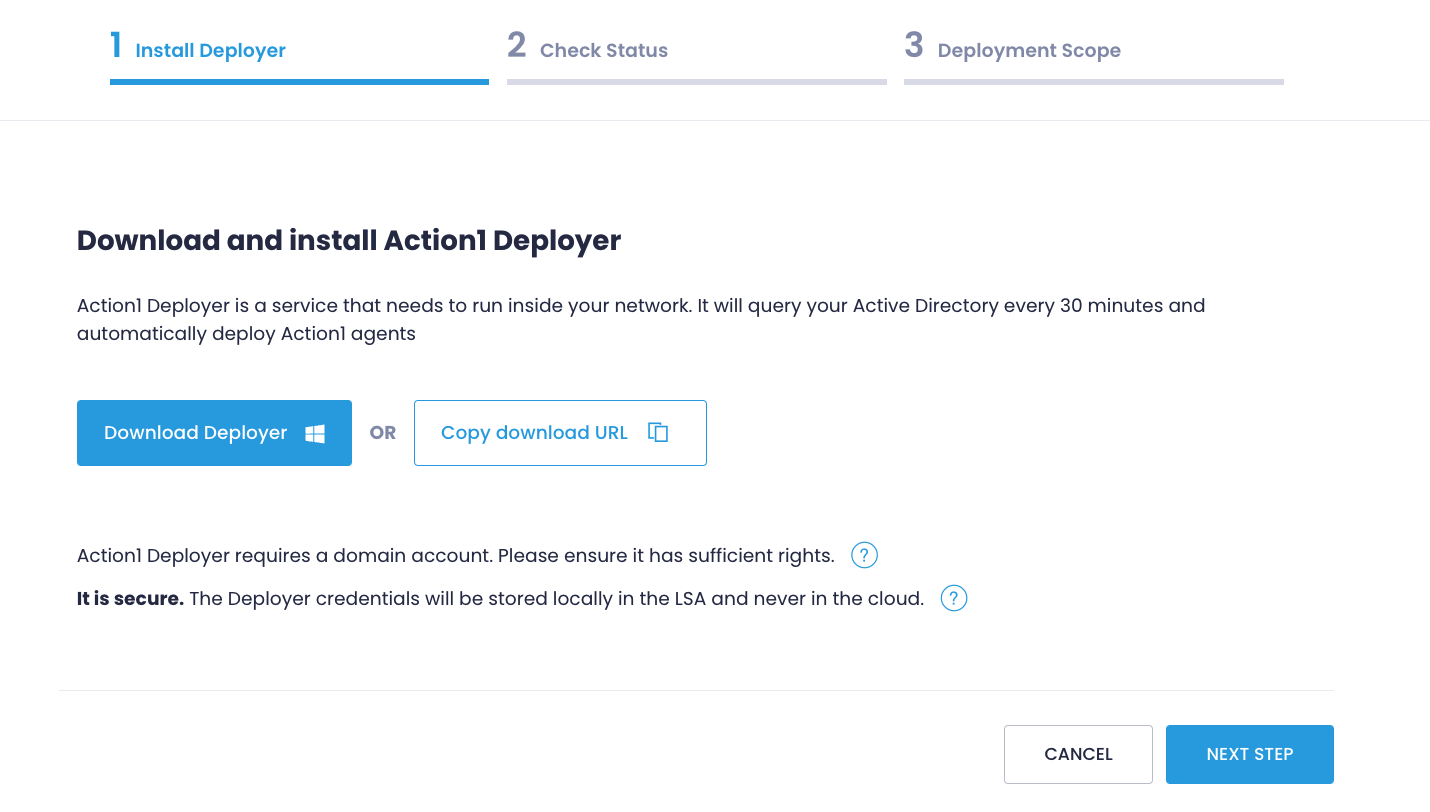 Action1 Deployer - step 1