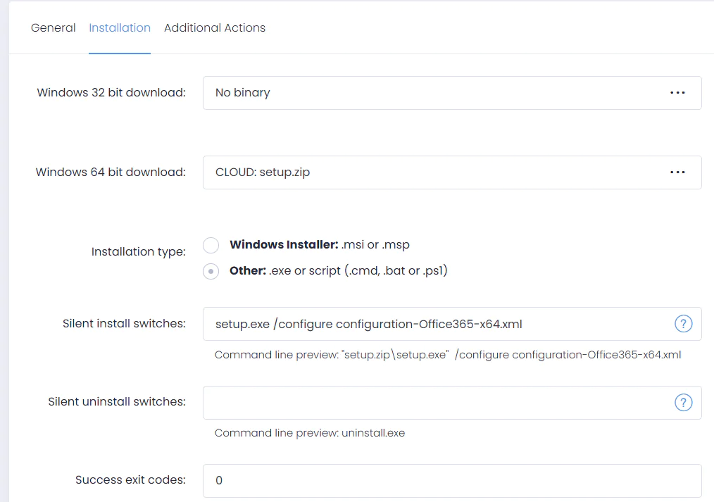 Uploading a package with Office tools