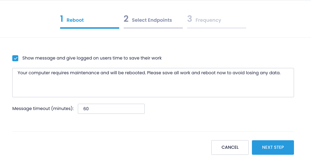 Creating a reboot policy - step 1