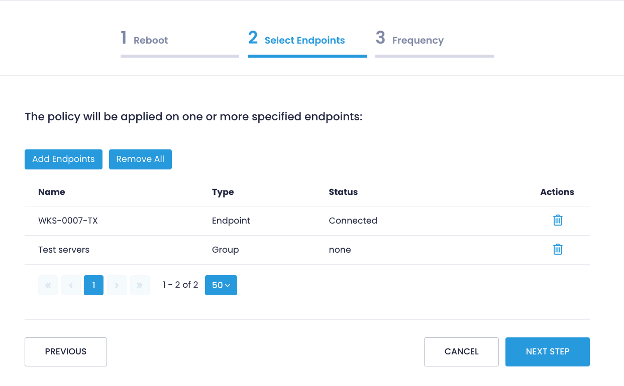 Creating a reboot policy - step 2