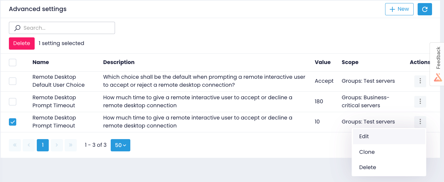 Configuring advanced settings for remote desktop