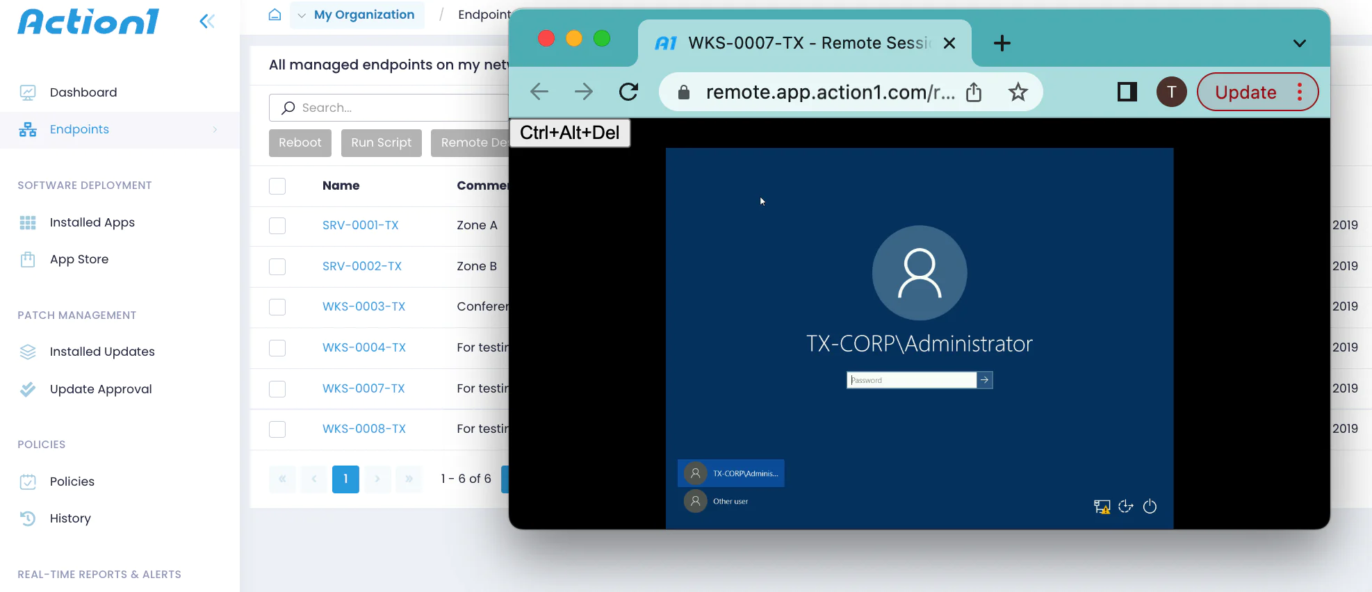 Starting a remote desktop session