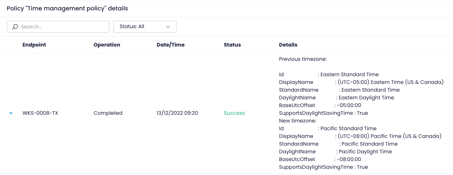 Script policy execution results
