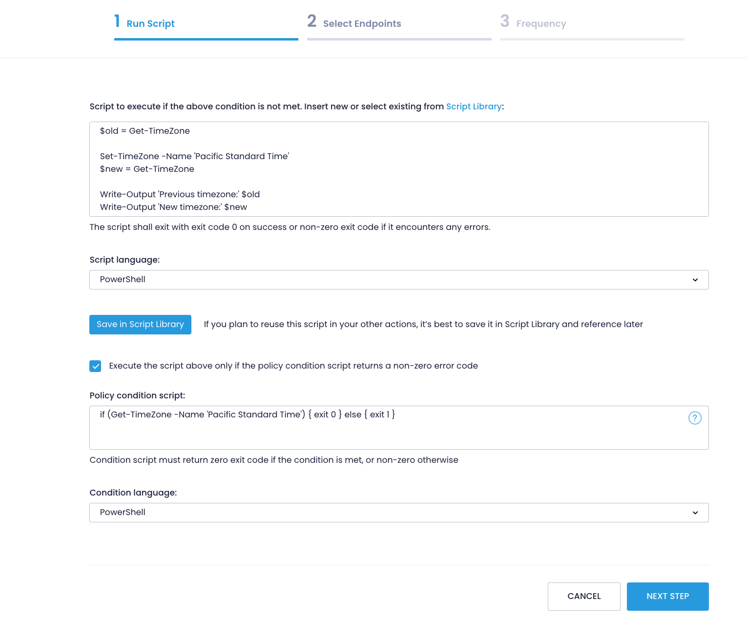 Creating a script policy