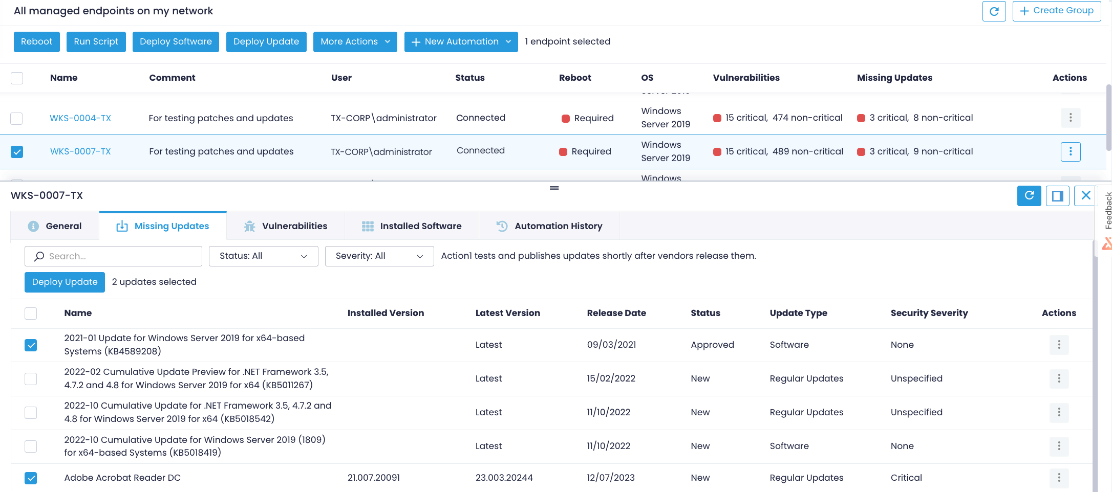 Endpoints - Missing Updates