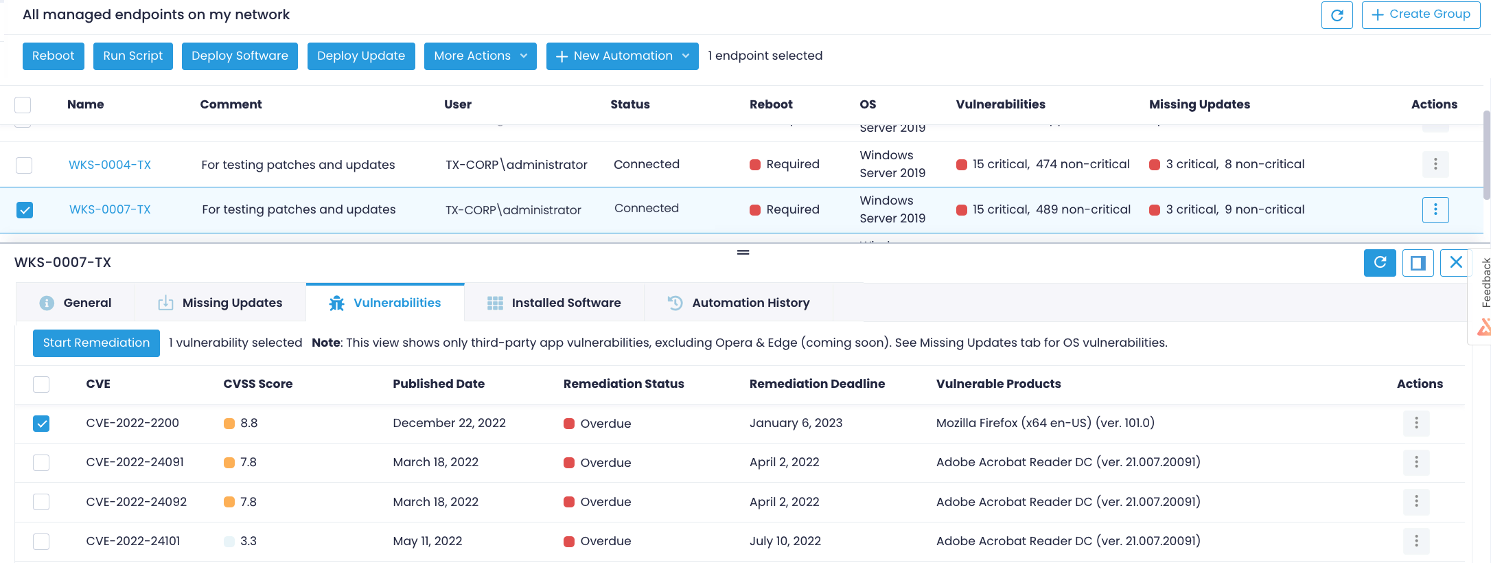 Endpoints - Vulnerabilities