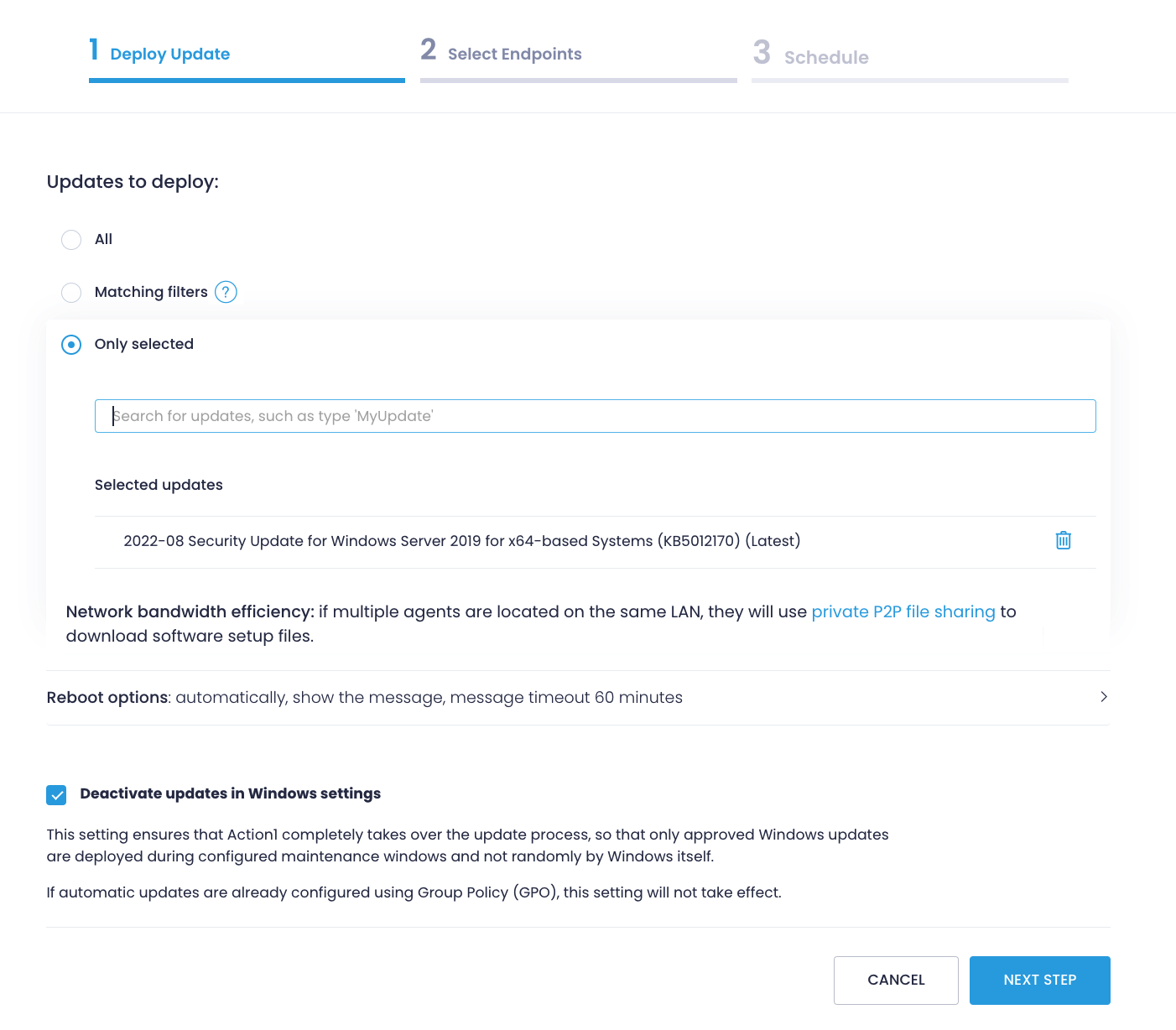 Deploy update automation - step 1