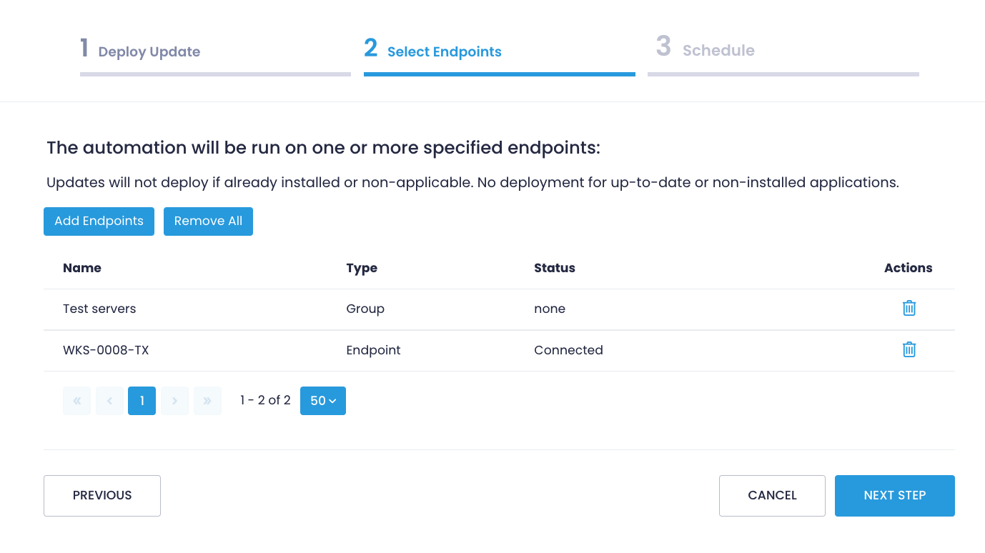 Deploy update automation - step 2