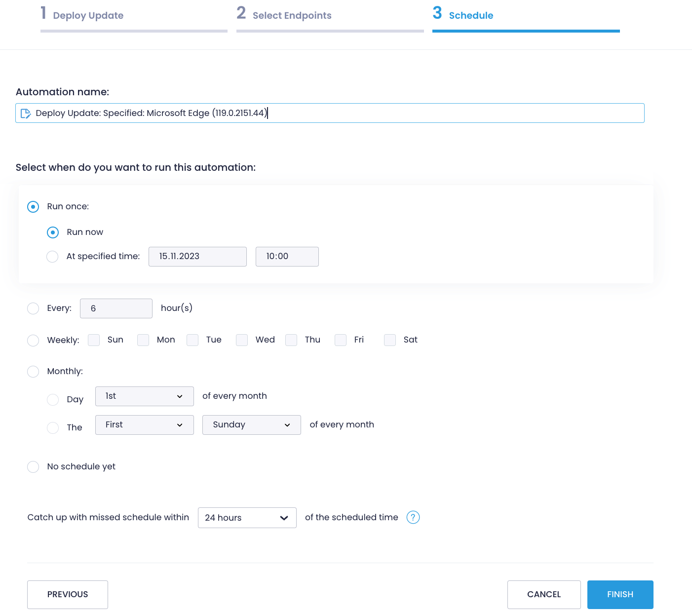 Deploy update automation - step 3