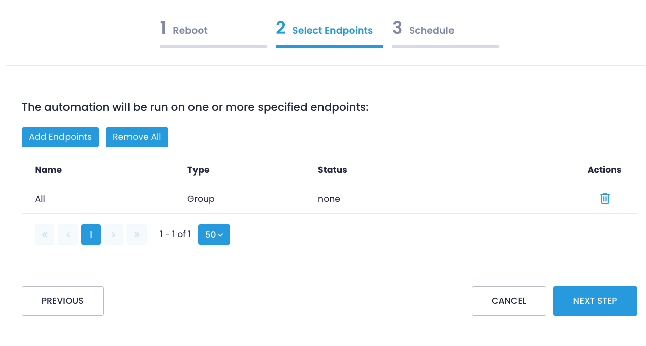 Select endpoints for automation