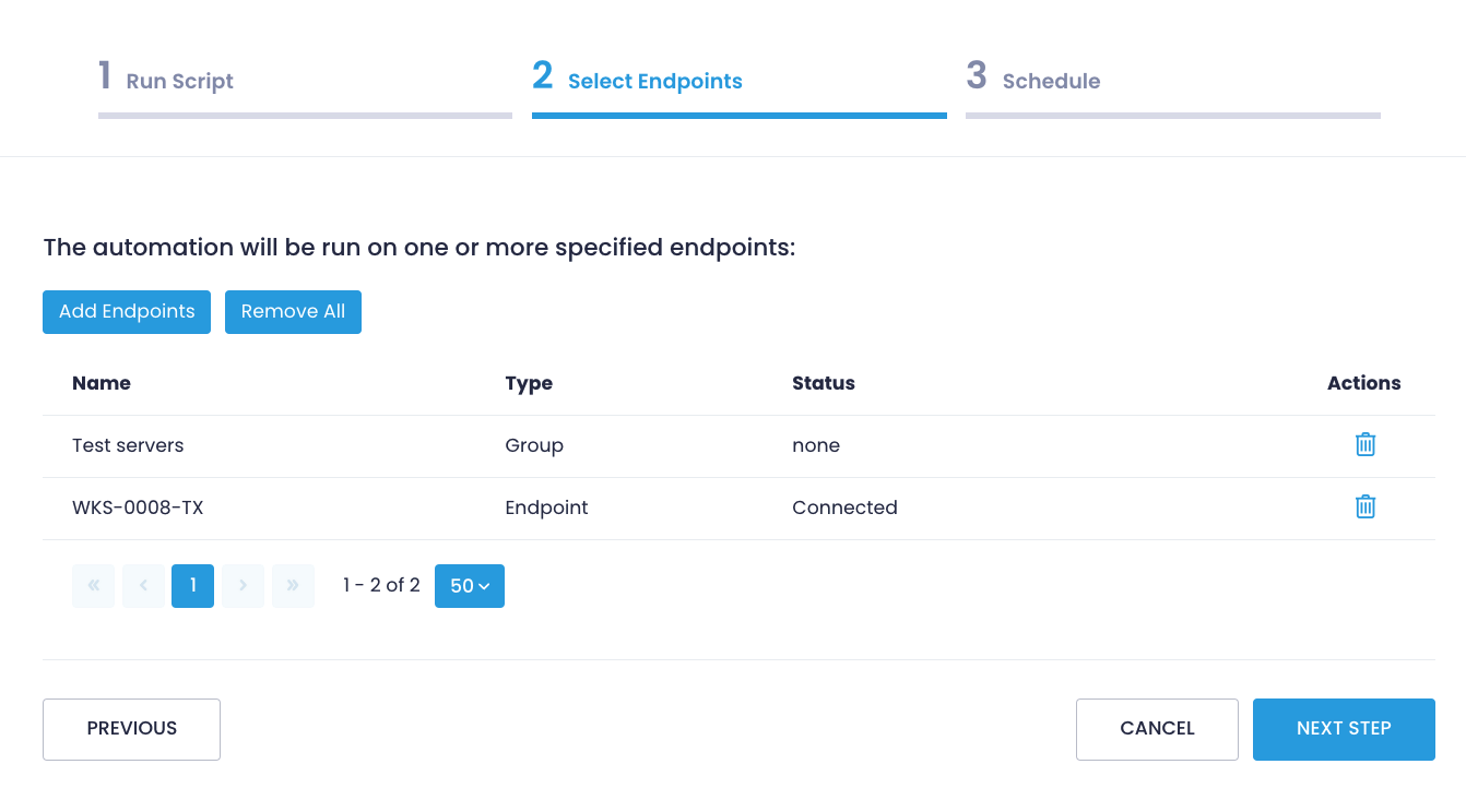 Run script automation - step 2