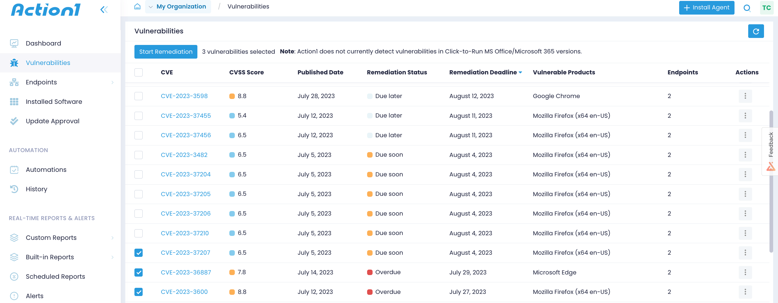 Vulnerabilities view