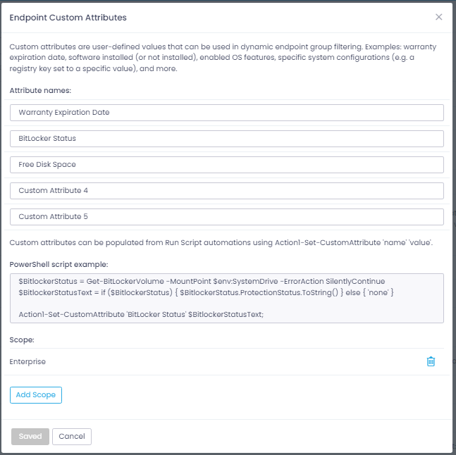 Custom Attributes Configuration