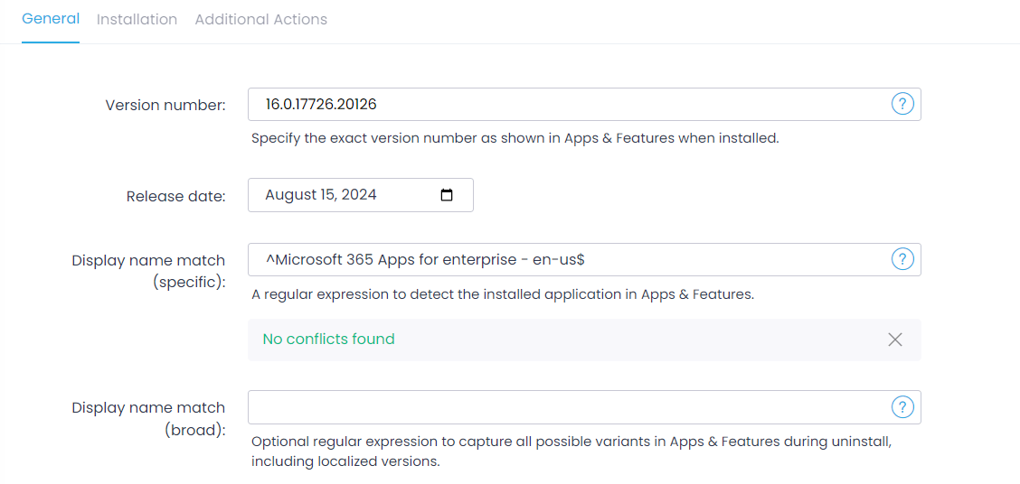 Specify package version general properties.
