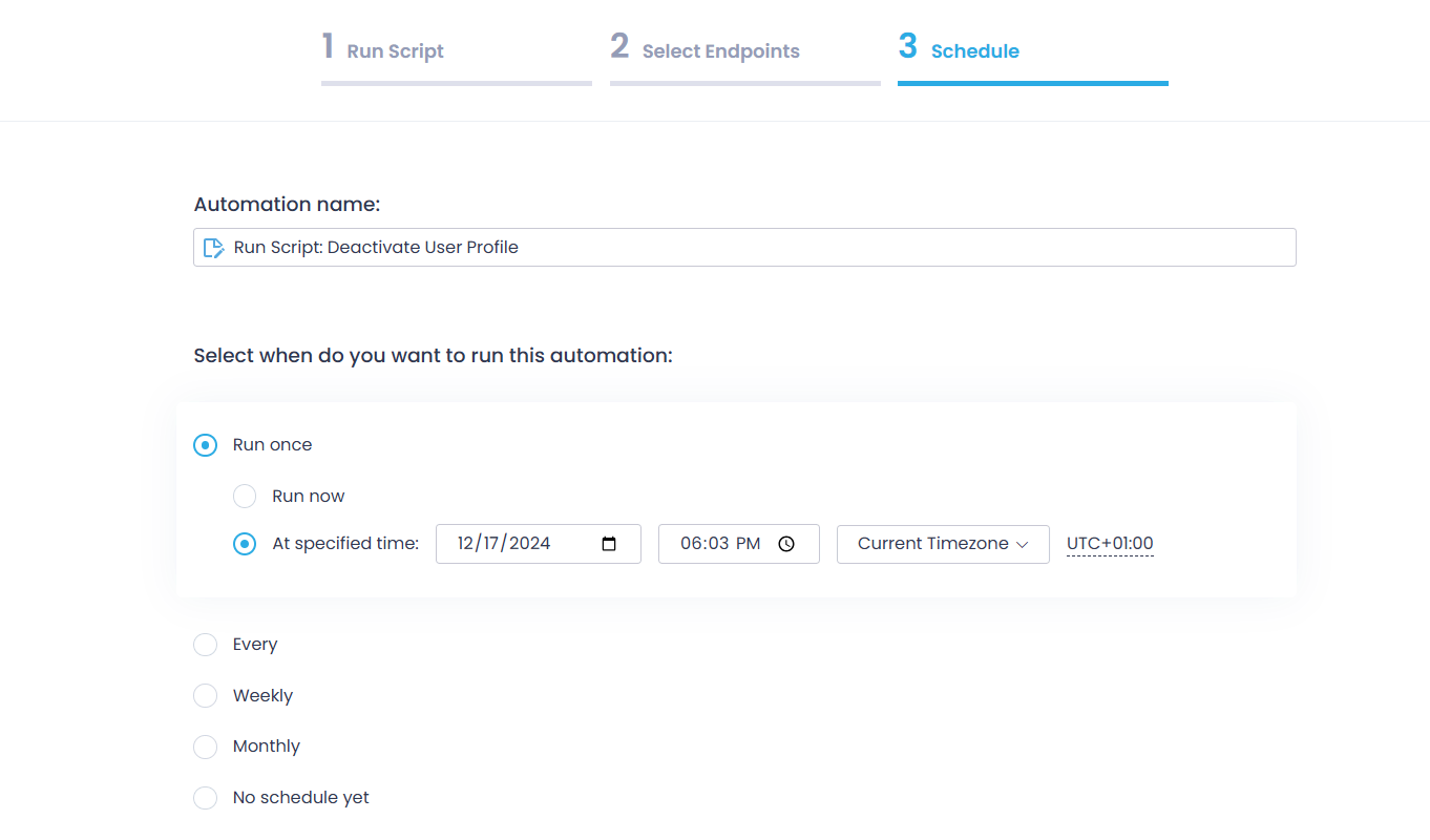 Run script automation - History