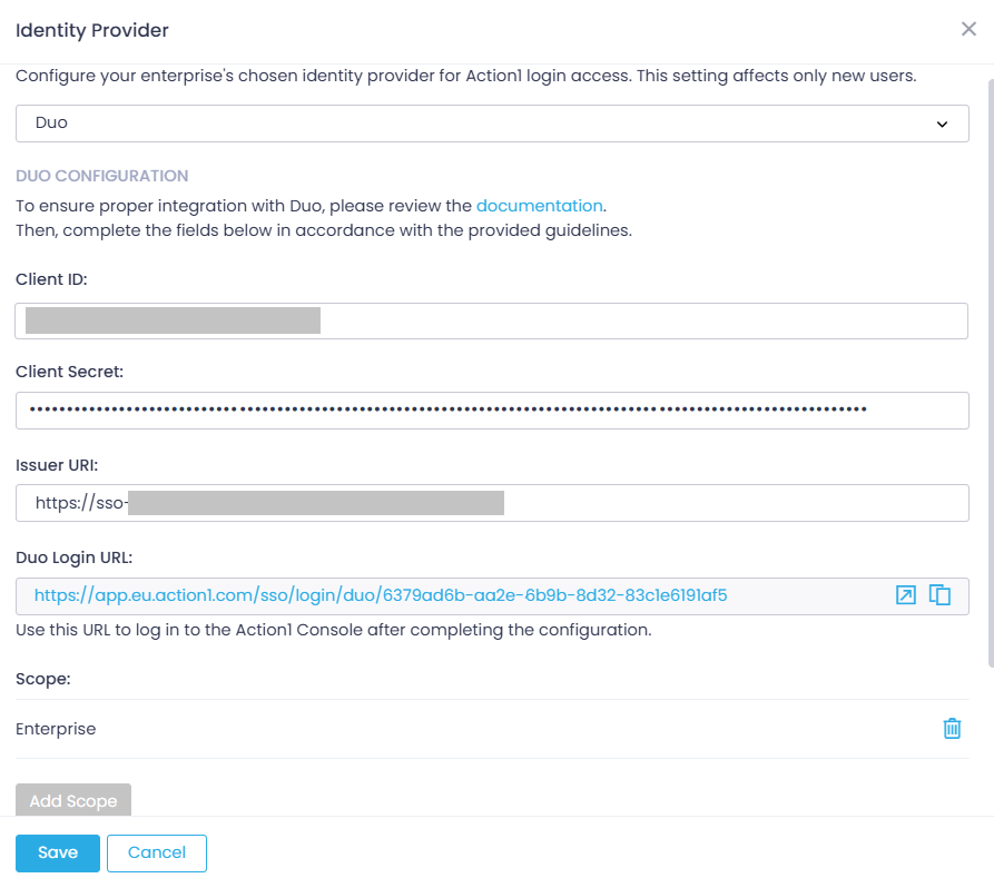 Enable Due SSO in Action1