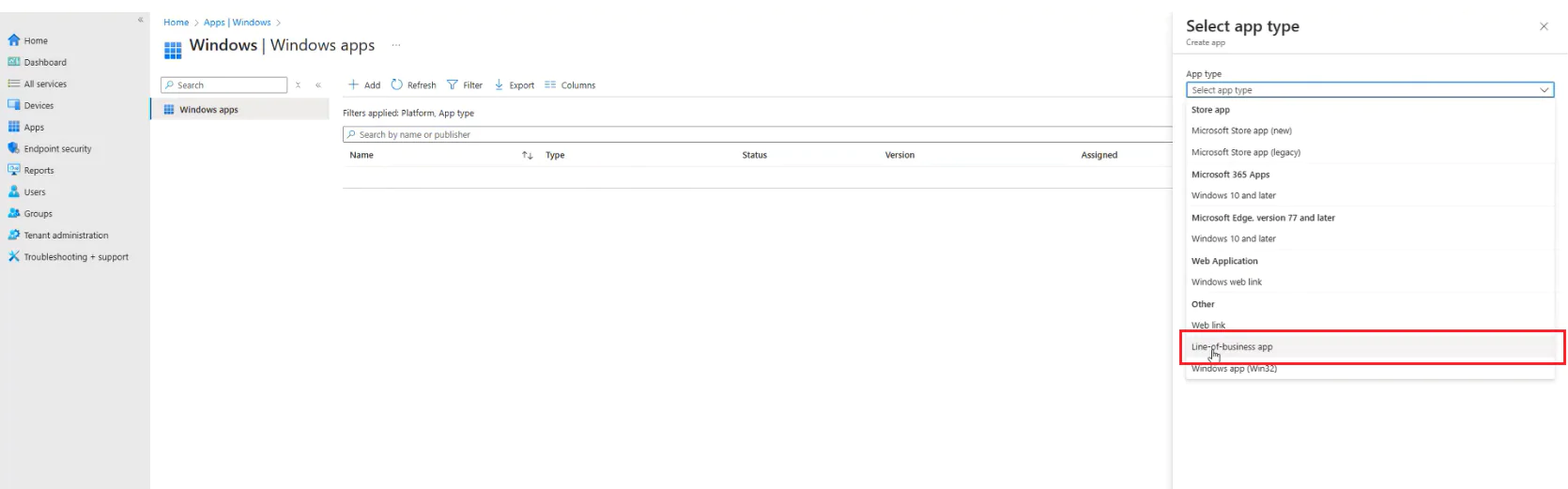 Select Office apps.