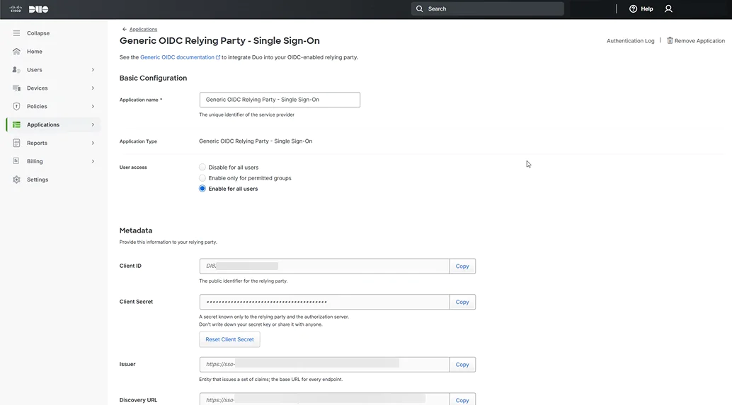 Configure redirect URI and method settings