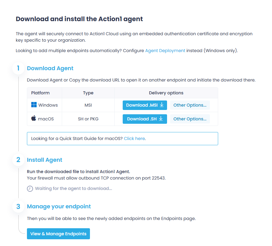 Endpoints view and General tab expanded