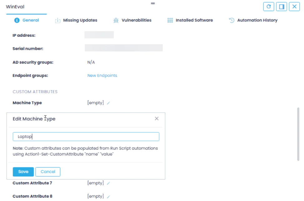 Custom Attributes Manual Editing