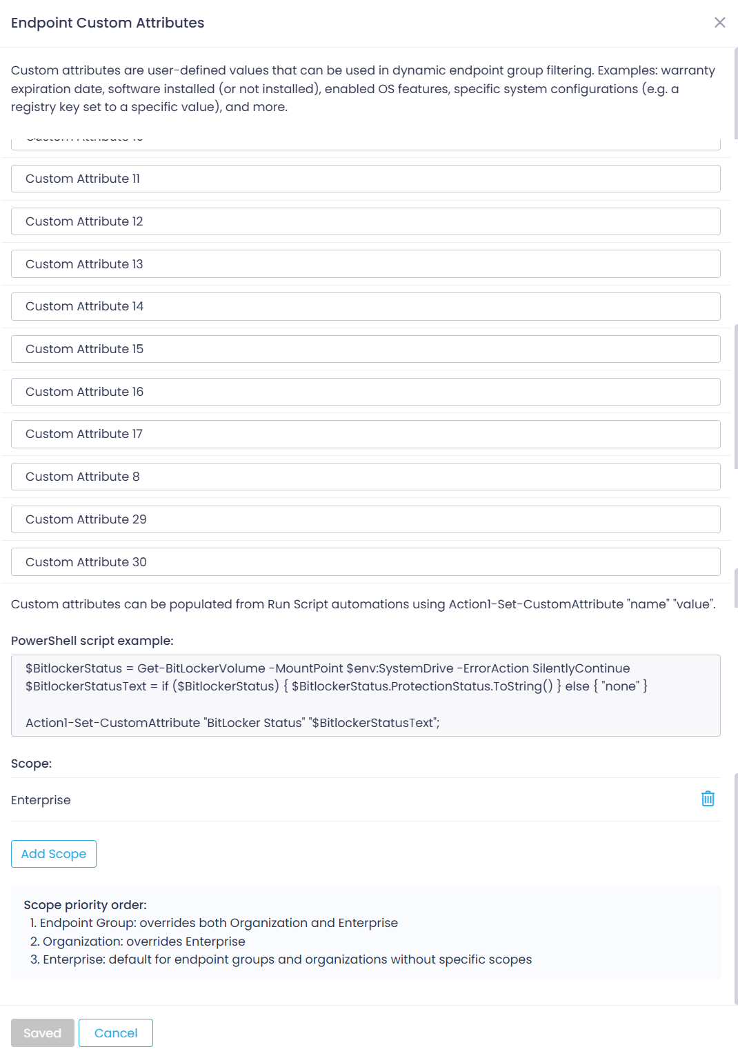 Custom Attributes Configuration