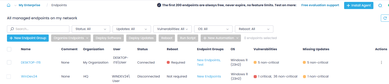 endpoints-view-enterprise Endpoints view and General tab expanded