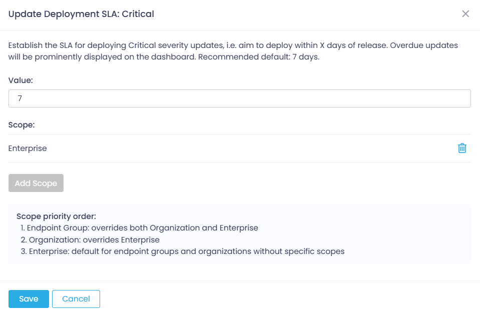 upd-sla-example Endpoints view and General tab expanded