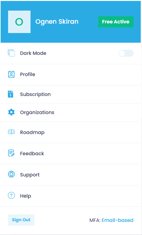 MFA-new User's profile