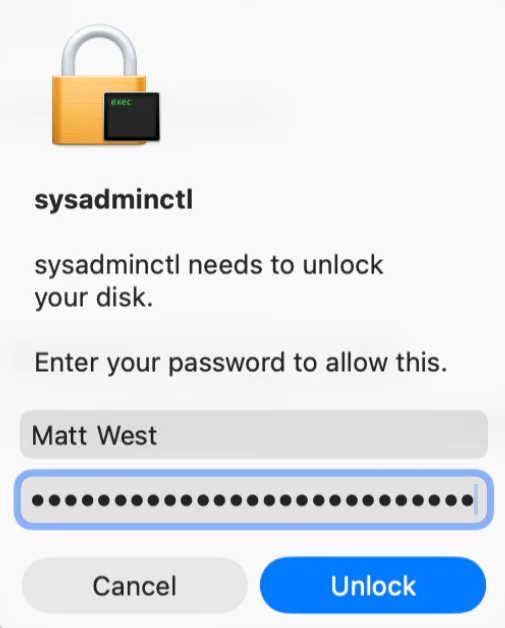 sysadminctl-creds Endpoints view and General tab expanded