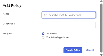 new_policy Create a new access policy for the integration in Okta.
