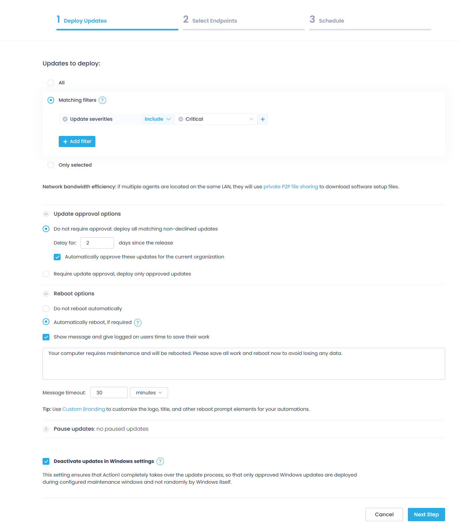 deploy-update-wizard-step-1 Creating patch management automation - step 1