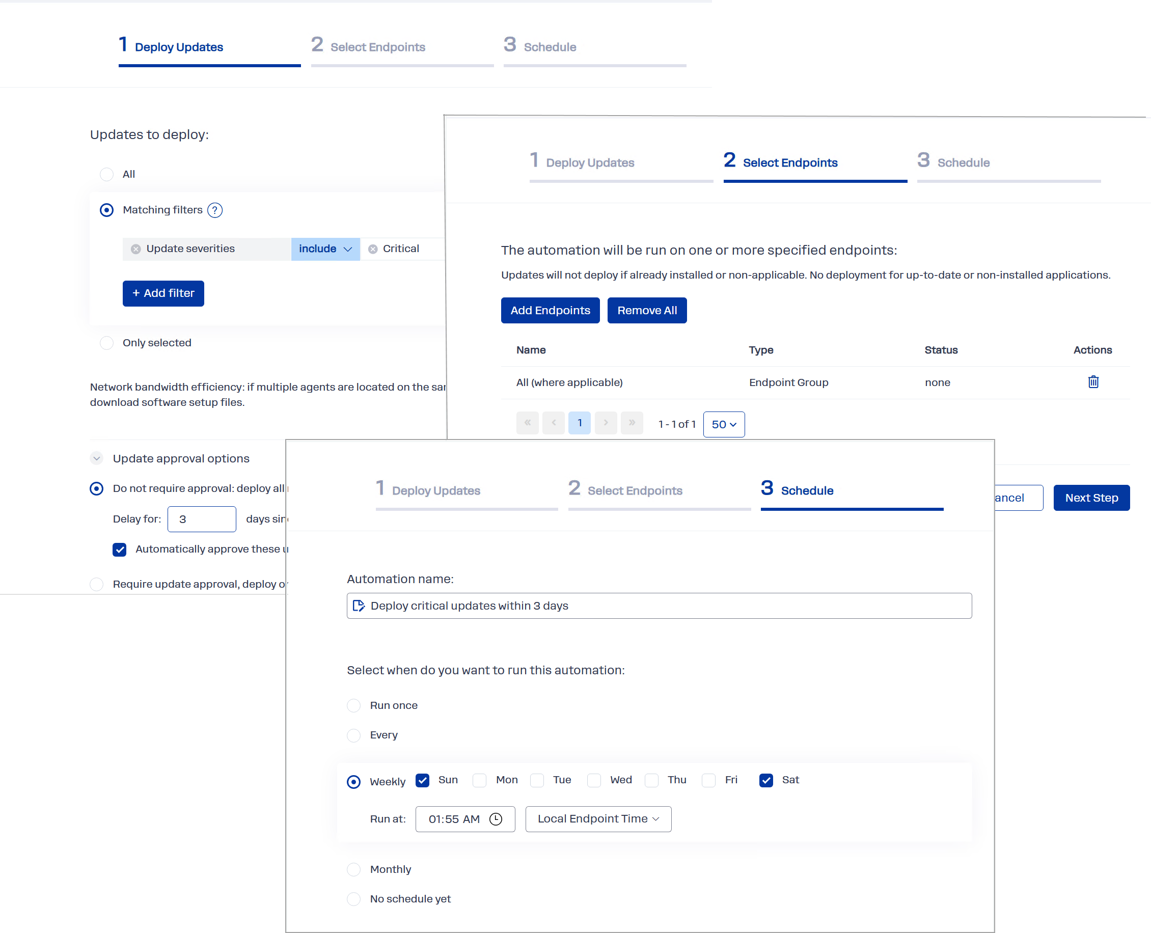 getting-started-automation-new Steps of Deploy Updates wizard