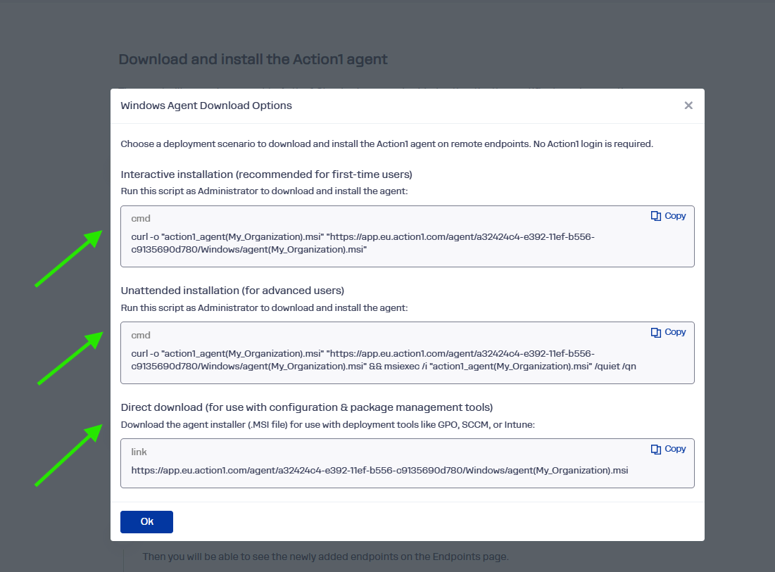 Remote agent deployment options.