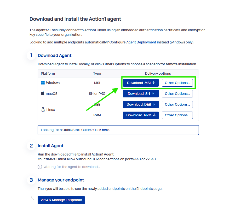 Manual agent deployment.